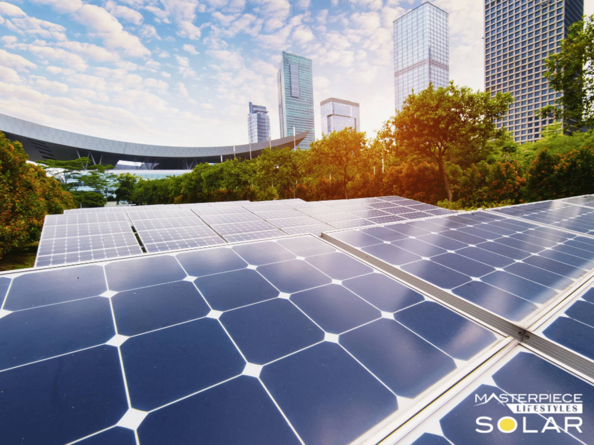 panels on roof in city